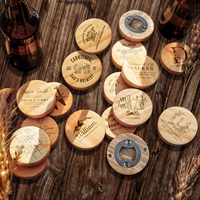 Décapsuleur rond en bambou vierge avec aimants, gravé, pour réfrigérateur, décoration, décapsuleur de bière, en stock aux États-Unis