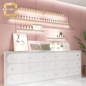 Armoire à vernis à ongles en bois de vitrine de vernis à ongles sur pied avec tiroir pour armoire à vernis à ongles en bois blanc Rectangle - Product Image 3