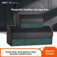 Organisateur de coffre de voiture avec fermetures magnétiques, design patchwork en cuir, ajustement universel pour hayons de véhicules, fabriqué en Chine