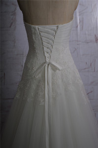 Vestido de novia de gasa de talla grande con cordones y pliegues Fit Body a Line de talla grande 2021 - Product Image 4