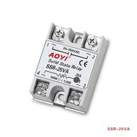 Relais statique monophasé AOYI SSR-25VA 25A CA 24-250V avec contrôle par déphase et potentiomètre réglable
