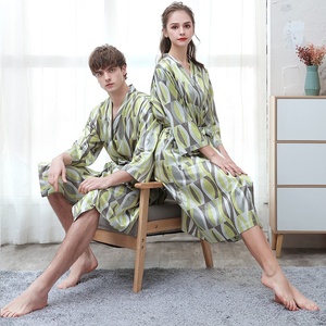 Peignoir en soie à manches longues pour <span class=keywords><strong>homme</strong></span>, décontracté, respirant, séchage rapide, léger, imprimé numériquement, <span class=keywords><strong>grande</strong></span> <span class=keywords><strong>taille</strong></span>, printemps-été - Product Image 1