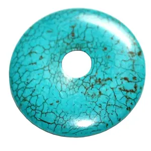 Mohave-Cuentas redondas de Donut turquesa, abalorios circulares para colgante