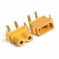 Connecteur d'alimentation Amass XT30PW 2 mm plaqué or à 2 broches coudé pour batterie Lipo RC, moteur ESC, fourniture OEM