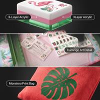 Ensemble de Mahjong Art Forêt Tropicale 160 Pièces, Tuiles de Mahjong en Acrylique aux Couleurs Vives, Motifs Perroquet, Palmier, Joker, Jeu de Mahjong, Cadeau de Collection, Pour la Maison et les Fêtes