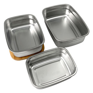 304 Stainless Steel Lunch Box Rectangular Wooden Lid Food <b>Storage</b> <b>Container</b> For Students And Adults - Product Image 4