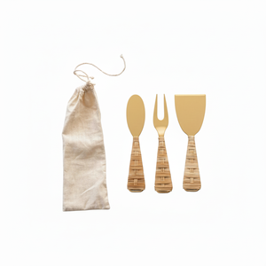 Couteau à beurre en rotin tissé en acier et osier le plus vendu Gadgets de cuisine et de bureau Couteau à fromage avec manche en rotin avec vente - Product Image 1