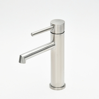 SANIPRO Robinet de salle de bain noir mat en acier inoxydable 304, mitigeur de lavabo monotrou, robinets ronds courts