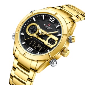 Montre numérique lumineuse NAVIFORCE 9232 de marque, bracelet en acier inoxydable de luxe, mouvement à quartz japonais, double fuseau horaire, pour homme - Product Image 1