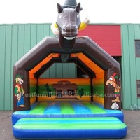 Château rebondissant de videur gonflable de maison de cavalier commercial de moonwalk de cowboy