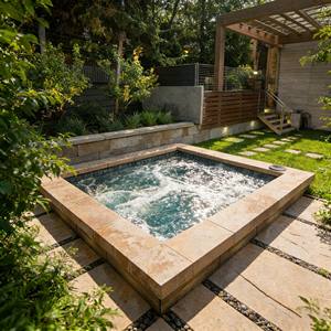 Piscina cuadrada de fibra de vidrio para patio trasero, mini piscina para jardín de villa con escalones, piscina sobre el suelo. - Product Image 2