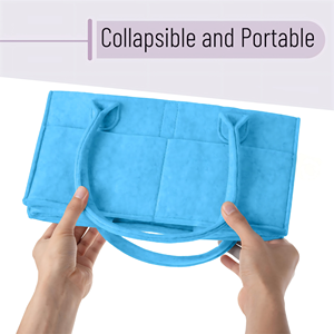 Bolsa de Almacenamiento de Pañales Plegable de Fieltro con Asas, Organizador de Pañales para Bebé con Diseño Compartimentado - Product Image 5