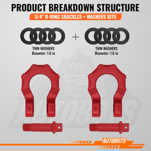 Grillo di Traino AUTOBOTS 10t per Veicoli Fuoristrada, Grillo a D per Traino Auto, Set di Grilli Tipo USA 3/4\" - Product Image 2