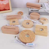 Base LED en bois avec USB pour acrylique lumière Base d'affichage LED en bois pour la décoration de la maison Support en bois pour la lumière