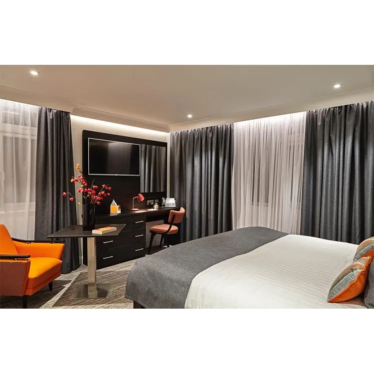 Yüksek kaliteli lüks yatak odası klasik katı yüksek gölgeleme pencere perdesi perde kumaşı perdeler için otel