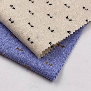 Nouvelles tendances hommes chemise fil teint <span class=keywords><strong>blanc</strong></span> bleu 16s motif de coupe de points Plumeti 50% coton 40% Poly 10% lin tissu mélangé - Product Image 1