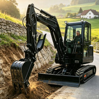 LIVRAISON GRATUITE Nouveau Modèle 2026 Mini-Excavatrice sur Chenilles 3 Tonnes Cabine Fermée Climatisée Moteur EURO 5 pour la Construction en UE