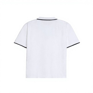 Men's <b>White</b> Short Sleeve <b>Shirt</b> Solid Color Cotton Knitted Fabric 220g <b>Plain</b> Dyed Casual Style Regular Fit Anti-Wrinkle Button - Product Image 2