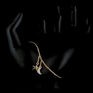 Celeste Star & Crescent Moon Gold <b>Charm</b> Bracelet for Women – Elegant Dual <b>Charm</b> Adjustable Daily Wear Bracelet - Product Image 3