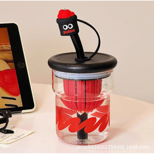 Pulse Glass Water Cup With Straw 500Ml For Tea Coffee Travel Use - Product Image 1