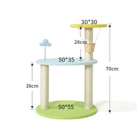 Arbre à chat en sisal écologique de luxe avec poteau à gratter à 2 niveaux, perchoir, jeu et repos, jouet suspendu, carton