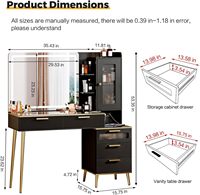 En gros Coiffeuse moderne en bois durable de 47,24 po avec miroir éclairé HD de 29,53 po et 5 tiroirs pour rangement de maquillage