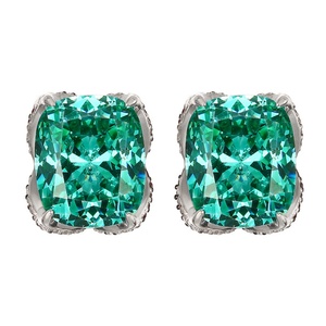 High Quality Jewelry Eco-friendly Copper 10*12MM Cubic Zirconia Green Stone Flower <b>Petal</b> Earrings for Delicate Feminine Charm - Product Image 1