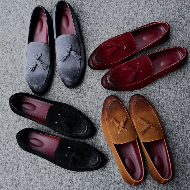 PDEP cow leather big size37-48 men italian party male slip on tassel office oxford casual driving loafer business shoes