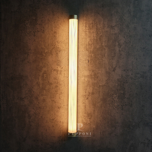Long Strip Ribbed Glass Wall Lamp Brass Frame Linear LED <b>Sconce</b> For Bathroom Mirror Side - Product Image 4