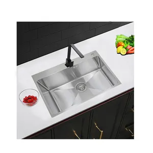 Basso MOQ Farmhouse Kitchen Nano Sink con cestello di scarico cucina grande lavelli da cucina moderni quadrati in acciaio inossidabile 304 singoli