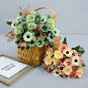 Bouquet de roses artificielles Dongchen Crafts, fleurs en soie, décoration de mariage et de maison, 10 boutons de roses, fabrication artisanale, origine Chine - Product Image 4