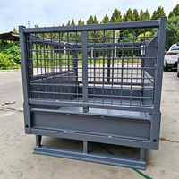 Cage de stockage robuste en treillis métallique thermolaqué avec porte basculante, conteneur palette métallique empilable, bacs de stockage empilables, cage de stockage, stillage