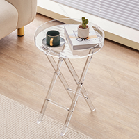 Table d'appoint portable pliable en acrylique transparent, petite et ronde, d'origine chinoise, pour les magasins, la maison et les salons professionnels