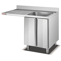 Évier commercial en acier inoxydable 201 à cuve unique, évier de restaurant, table de travail avec armoire/évier de préparation de cuisine robuste avec armoire