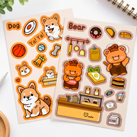 Hoja de Pegatinas Personalizadas con Logotipo de Marca, Diseño de Dibujos Animados, Lindas, Impermeables, de Vinilo Transparente, Múltiples Diseños, Troqueladas y con Corte Kiss Cut
