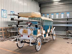 Charrette de tourisme romantique bleue personnalisable, bus de tourisme électrique à toit beige pour parc à thème - Product Image 4