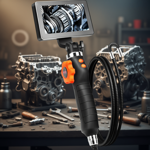 Boroscopio con Cámara Industrial, Pantalla IPS de 5 Pulgadas, Zoom 8X, Lente Articulada de 6.4mm para Inspección Mecánica - Product Image 2