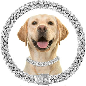 Kalung Anjing Mewah Bahan Alloy Berkilau Berlian, Aksesoris Hewan Peliharaan Modis untuk Anjing Besar - Product Image 3