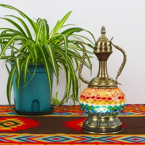 Syadi aydınlatma türk tarzı el yapımı mozaik Aladdin sihirli çaydanlık masa lambası dekorasyon için