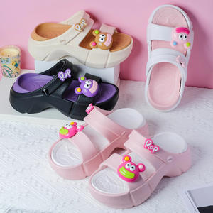 Sandales Chunky pour Femmes Rap, Beige, Noir, Rose, Blanc, Dessin Animé, Doublure EVA, Talon Plat, Pointures 35-40, Idéales pour l'Été et l'Extérieur - Product Image 1