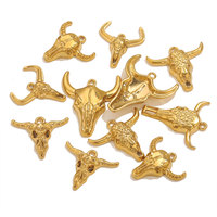SC vente en gros Vintage tête de taureau bricolage breloque en acier inoxydable bijoux accessoire or argent géométrique corne de taureau pendentifs pour hommes