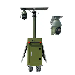 YEJUVISION 3.5m 야외 Cctv 보안 카메라 마스트 타워 모바일 감시 트레일러 건설 현장 카메라