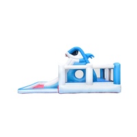 Château gonflable géant pour adultes de qualité commerciale, toboggan aquatique gonflable de type requin avec piscine