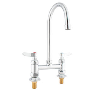 Grifo de Cocina Clásico de Latón, de Doble Orificio y Doble Manija, Fácil de Limpiar, Diseño Moderno, Montado en Encimera, Giratorio 360 Grados, Cromado - Product Image 1