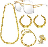 Halloween 4 pièces 90s Hip Hop Costume Kit en plastique 80s 90s rappeur accessoires Hip Hop fête Costume Kit