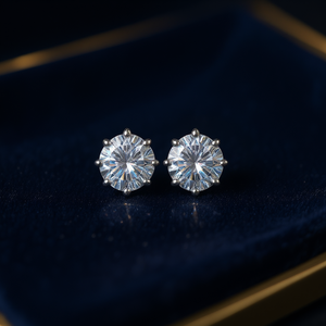 Pendientes de Diamantes de Oro Blanco Zhang Ruikai, Corte Brillante Redondo, Color D, Naturales, Certificados por GIA, Seis Puntas, Clásicos, para Compromiso de Mujer - Product Image 2