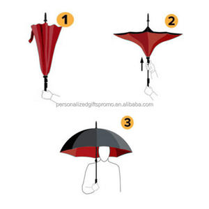 Ombrelli rovesciati ombrello pieghevole doppio strato 190T pongee tessuto a forma di C han ombrelli pieghevoli retromarcia - Product Image 5