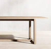 SEBASTIAN Vente Flash Table de Salle à Manger Extérieure Rectangulaire en Bois de Teck Style Américain Moderne Résistante aux Intempéries pour Hôtels et Terrasses