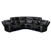 CY Wohnzimmermöbel Echtleder-Ecksofa-Set mit Getränkehalter Moderner Relaxsessel Fünfsitzer mit Metallrahmen