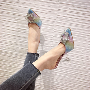 Escarpins Sandales Élégants à Bout Pointu pour Femmes, Talons Hauts Scintillants en Cristal, Mules à Talon Aiguille en Perspex 2025 - Product Image 2